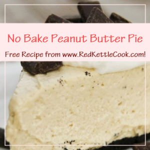 No Bake Peanut Butter Pie Free Recipe from RedKettleCook.com!