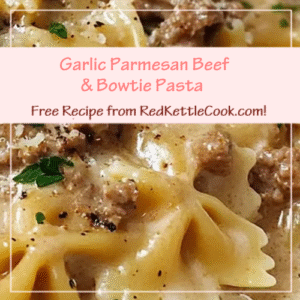 Garlic Parmesan Beef & Bowtie Pasta is a Free Recipe from RedKettleCook.com!